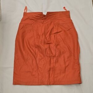 Yucatan Bay Leather  Orange Pencil Skirt